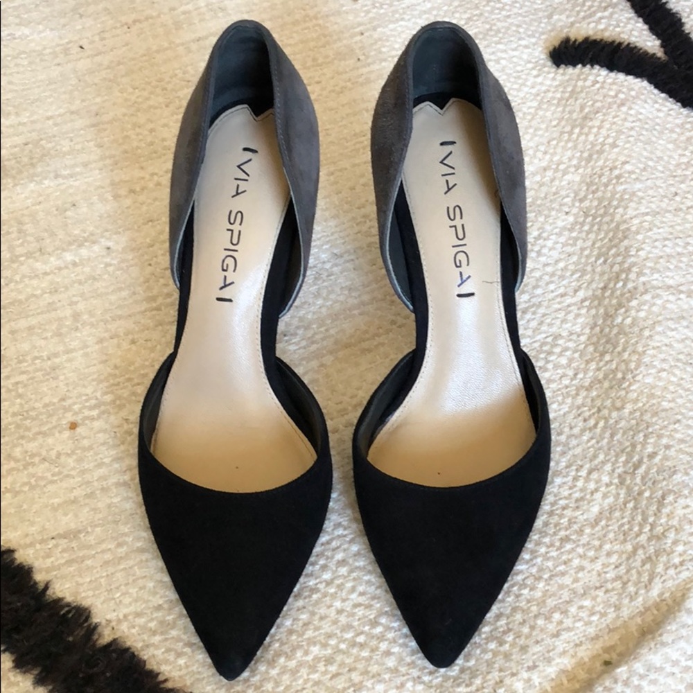 Via Spiga heels - Black and grey suede. Size 5.